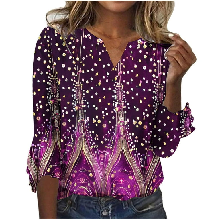 Womens Dress Blouses Women Business Casual Outfits Color Block Dresses Womens Tops 3 4 Length Sleeves Walmart