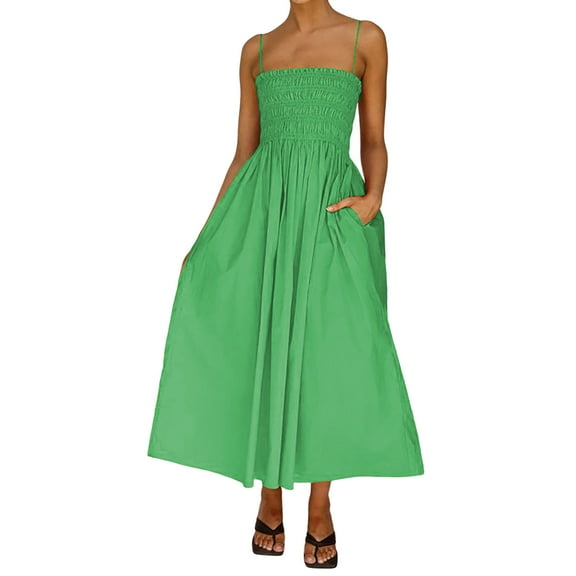 Womens Dress Fashion Button off Shoulder Lace Up Sleeveless Casual Fashion Party Wedding Dress