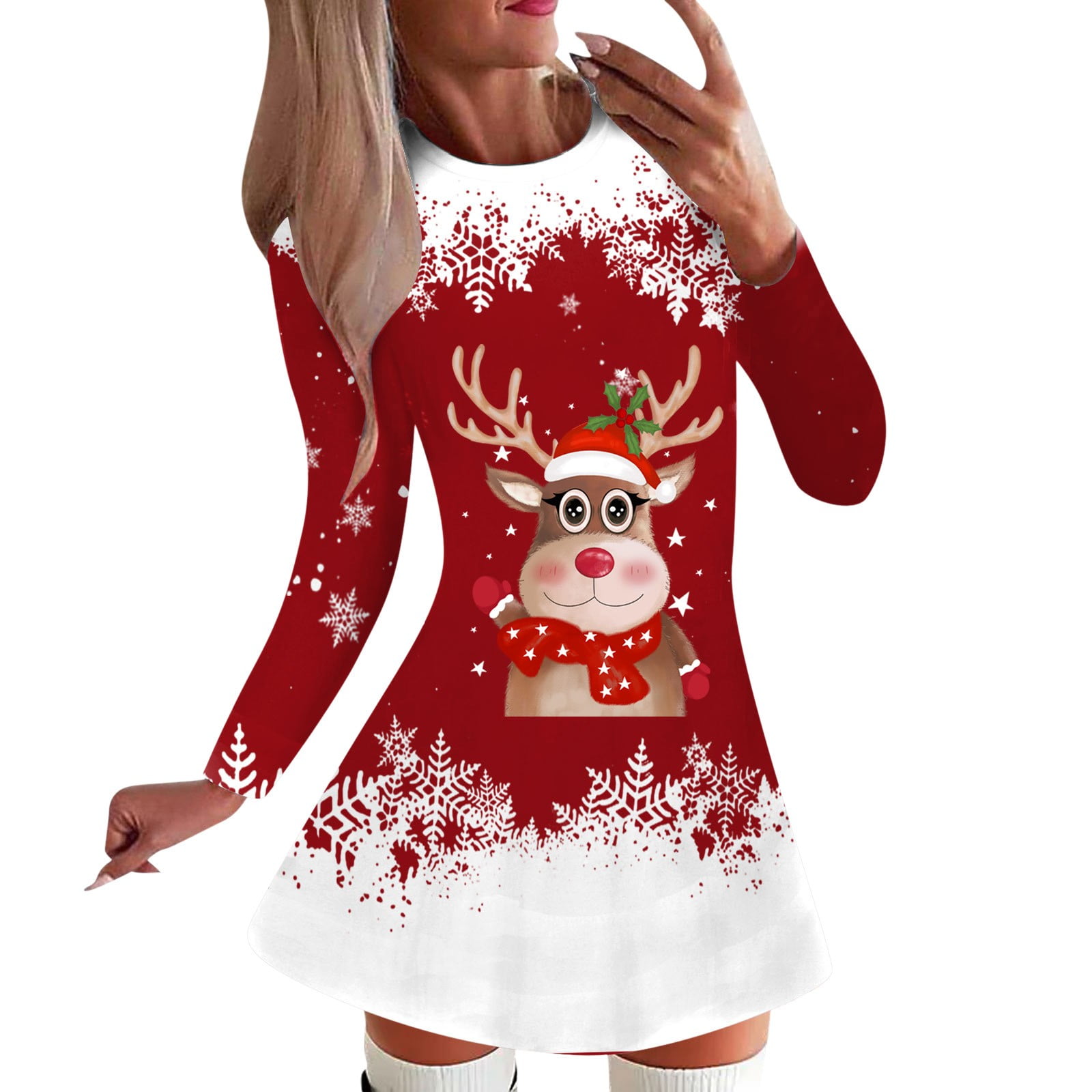 white christmas dresses Oversize Christmas Sweater Dress