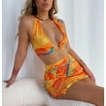 thumbnail image 1 of Womens Dress Geometric Print V-Neck Sleeveless One-Piece Halterneck Sundress, 1 of 2