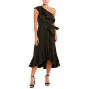 Womens Dress Jet Wrap One Shoulder Ruffle 2
