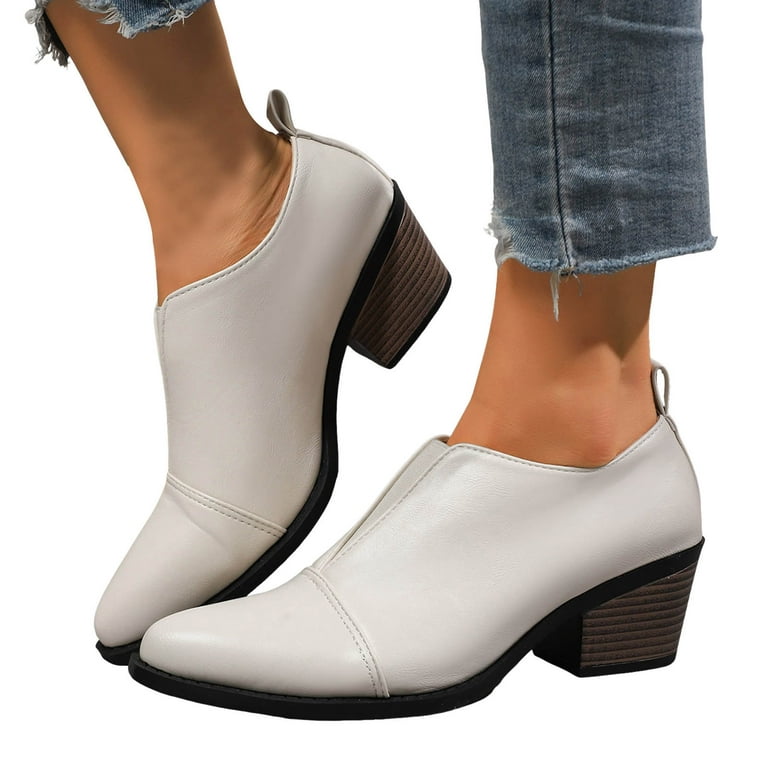 Womens Dress Oxfords Slip on Ankle Booties Fashion Leather Pointed