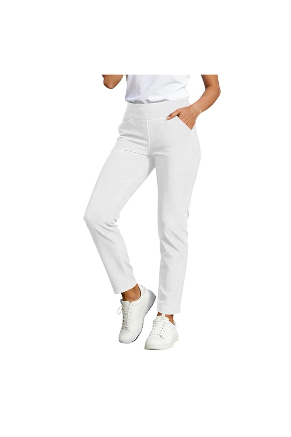 Womens Dress Pant Pull on High Rise Tummy Control Trousers Straight Leg Business Pants Stretchy Dressy Slacks