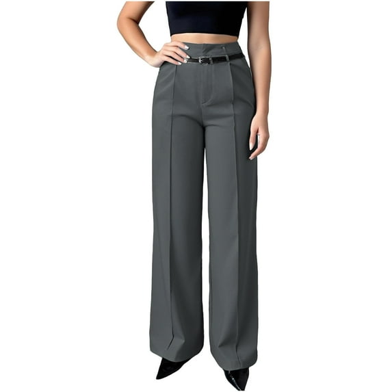 Womens Dress Pants 2025 Wide Leg Pull On Work Pants Fall High Waisted Business Casual Trousers with Pockets