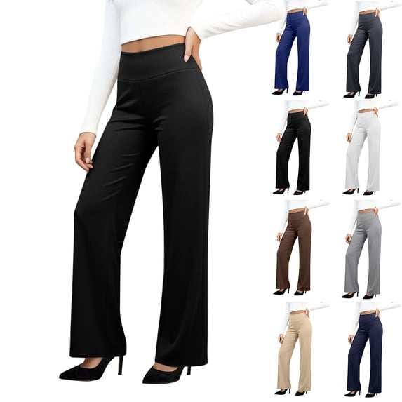 Womens Dress Pants Stretchy Work Pants Business Casual Slacks with Pockets Pull On Office Trousers Black XL