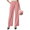thumbnail image 1 of Womens Dress Pants Wide Leg Pull On Work Pants Women Stretchy High Waisted Business Casual Trousers Slacks with Pockets Pink 2XL, 1 of 3
