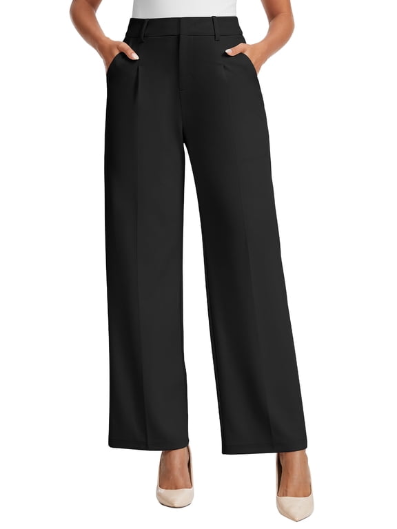 Womens Dress Pants Wide Leg Stretchy Work Pants Women High Waisted Business Casual Trousers Slacks with Pockets