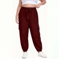 thumbnail image 1 of Womens Dress Pants Women's Fashion Casual Plus Size Solid Color Pants Pocket Elastic Waist Comfortable Drawing Long Pants Trousers Wine XXL, 1 of 9