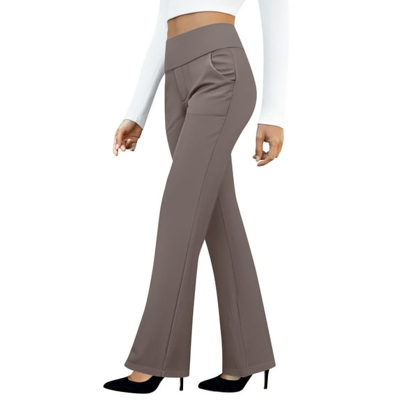 Womens Dress Pants for Work Business Casual Pants Stretch Pull On Ladies Slacks With Pockets, formal Elastic High Waist Yoga Pants Plus Size Palazzo Trousers BR Work Pants Women Clothes Under $10