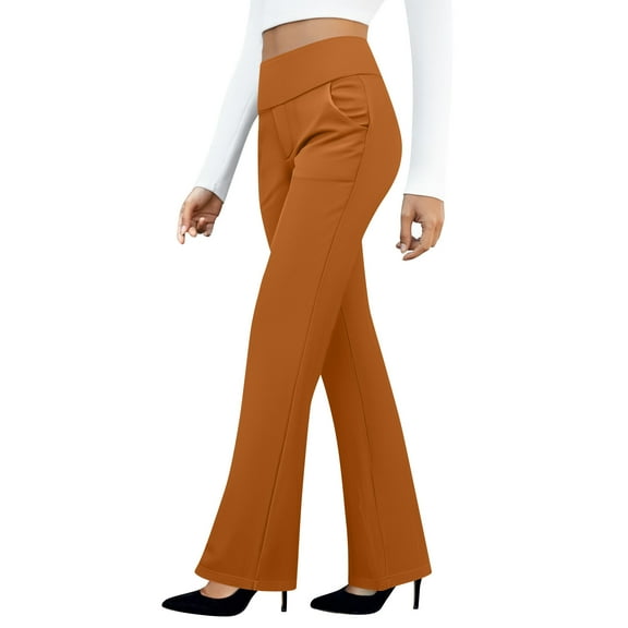 Womens Dress Pants for Work Business Casual Pants Stretch Pull On Ladies Slacks With Pockets, formal Elastic High Waist Yoga Pants Plus Size Palazzo Trousers Ginger Work Pants Women Clothes Under $10
