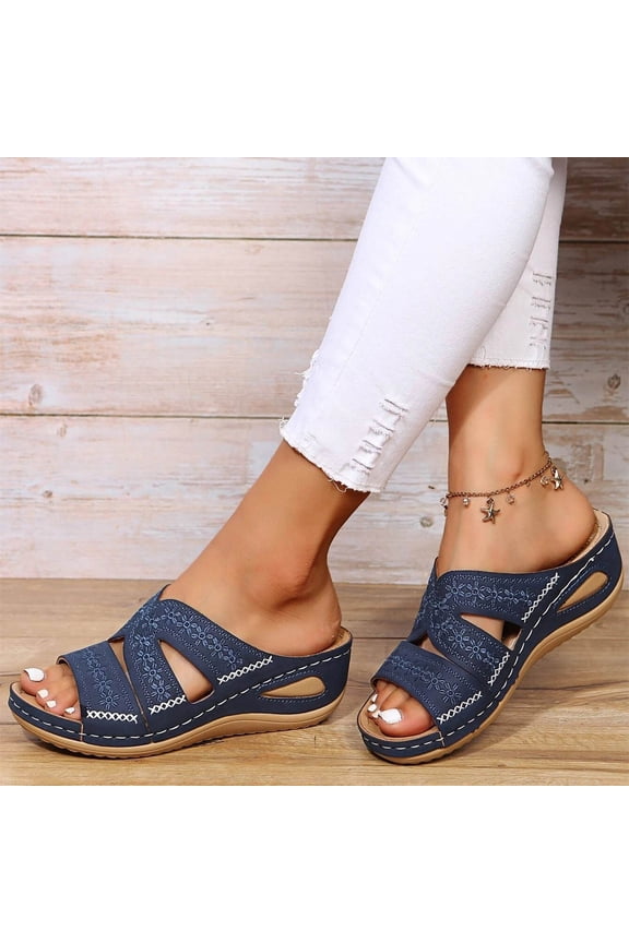 Womens Dress Sandals Low Heel Wedge Sandals for Women - Dressy Summer Casual Shoes, Comfortable Walking & Slip On