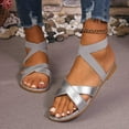 thumbnail image 1 of Womens Dress Sandals, Xunlbb Women's Fashion Casual Wrap-Around Outer Wear Spring And Summer New Breathable Flat Sandals(Silver,Size:35), 1 of 8