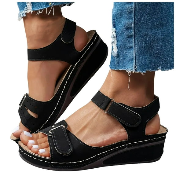 Womens Dress Sandals for Ladies Comfortable Leather Arch Support Platform Wedge Walking Work Summer Shoes