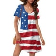 thumbnail image 1 of Womens Dress Shirt, American Flag Casual T Shirt Dress With Pockets 4Th Of July V Neck Short Sleeve Boho Sundress Dinner For Women 2025 Baby Blue Dress Casual Dresses Maxi (M, Red) ZMTing, 1 of 4