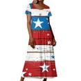 thumbnail image 1 of Womens Dress Shirt, American Flag T Long Dresses Casual 4Th Of July Patriotic Short Sleeve Round Neck Pocket Dress Maternity Wedding Guest Winter Maxi Dress Maxi Dresses (S, Royal Blue) ZMTing, 1 of 4