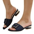 thumbnail image 1 of Womens Dress Slides Sandals 2025 Fashion Buckle Square Toe Chunky Low Heel Dressy Slippers for Ladies, 1 of 6