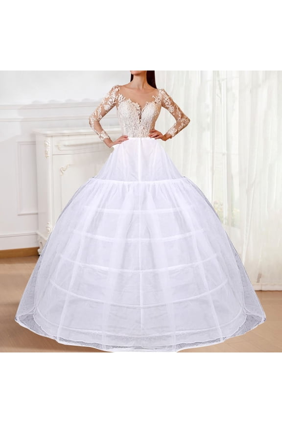 Womens Dress Summer Solid Color Maxi Petticoat Adjustable Six Bone Support Skirt for Wedding Stage Occasions