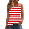 thumbnail image 1 of Diufon Womens Dress Tank Tops Sleeveless Stripes Square Neck Pleated Top Summer Casual Loose Blouse, 1 of 5