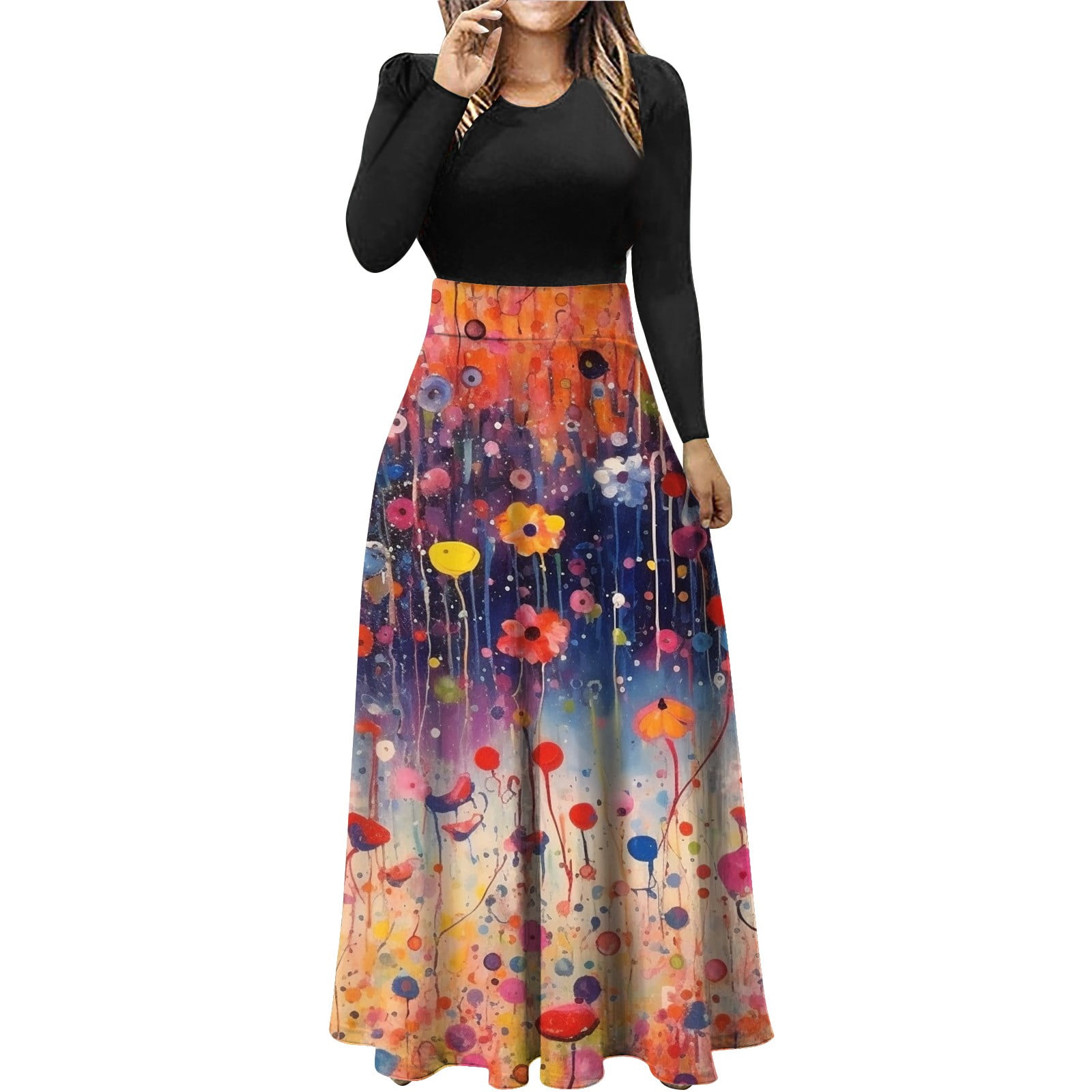 Womens Dresses 2024 Summer Fall Casual And Fashionable Printed Round 