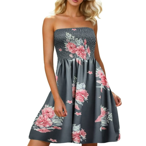 Womens Dresses 2024 Summer Fashion Dress Sleeveless Backless Mini Tank Dress Tube Top Dress