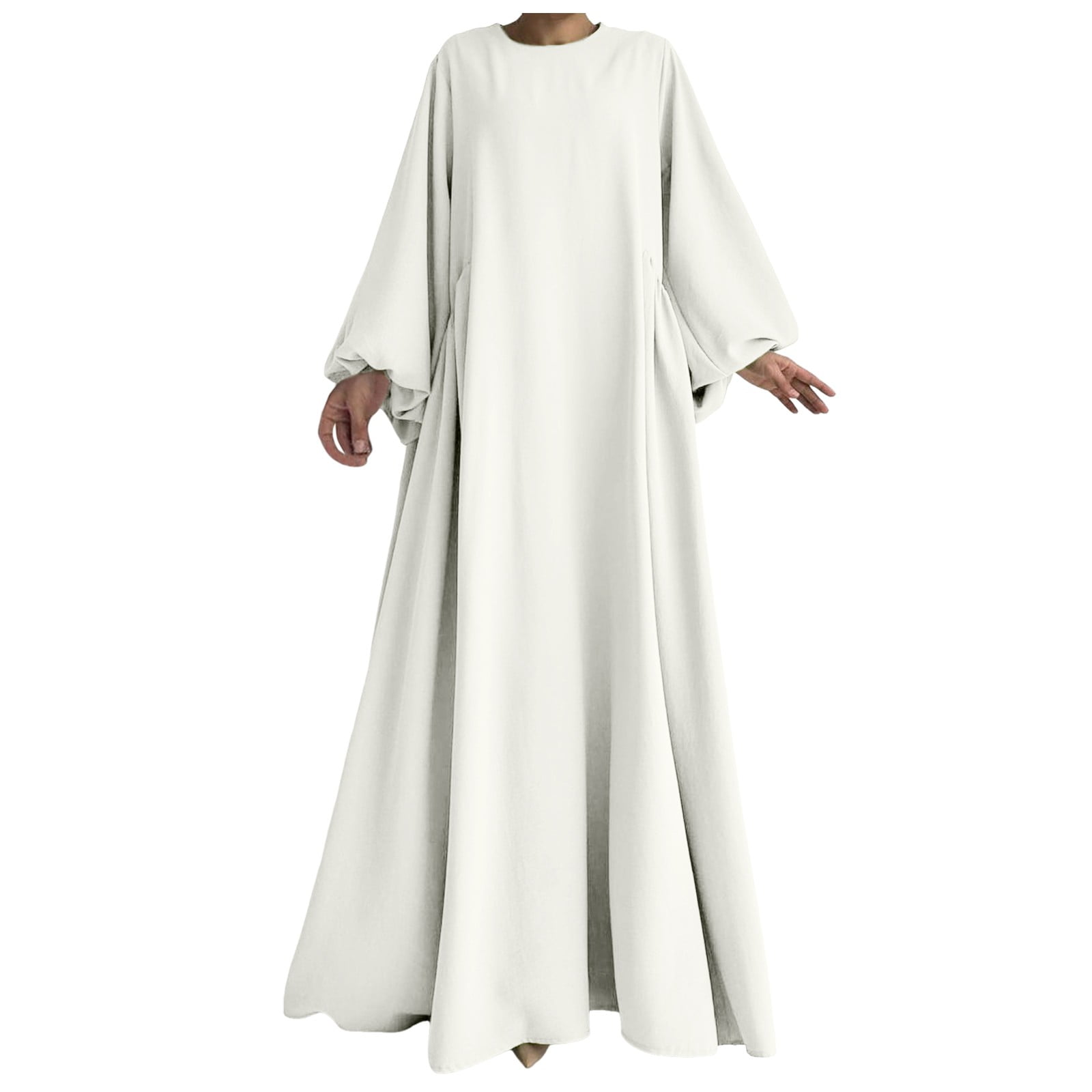 Womens Dresses 2024 Summer Robe Long Sleeve Long Round Neck Loose ...