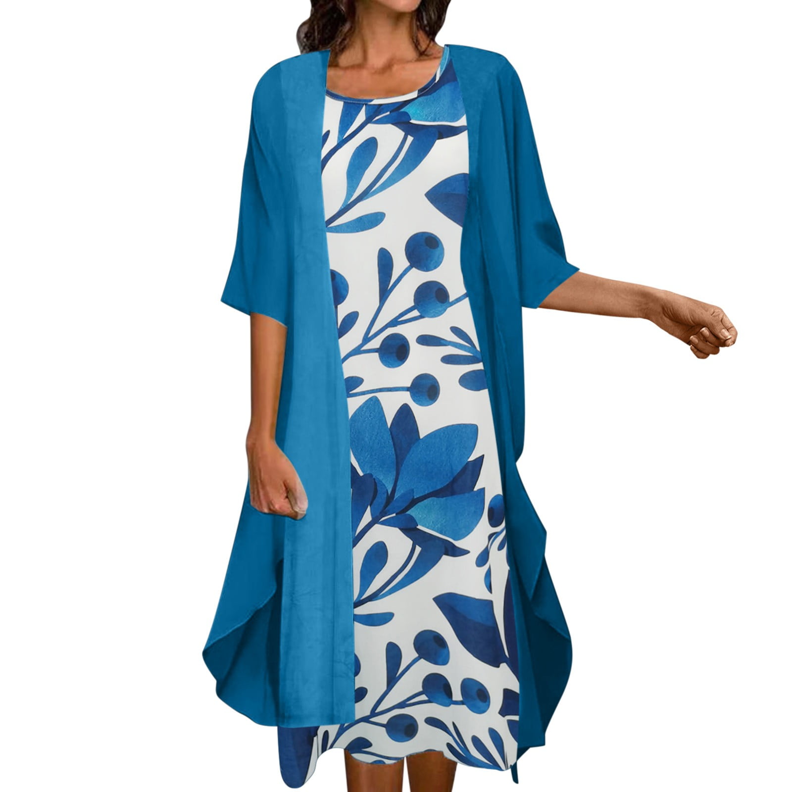 Womens Dresses Casual Print Dress V Neck Sleeve Belt Dress Half Sleeve