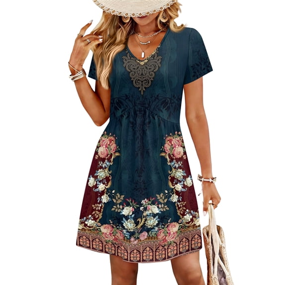 Womens Dresses Casual Short Sleeve Summer Dresses for Women A-Line Beach Vacation Dresses 2026