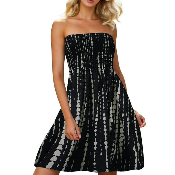 Womens Dresses Casual Summer Dress Fashion Sleeveless Backless Mini Tube Top Dress