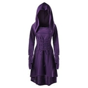 Womens Dresses Casual Women Costumes Lace Up Hooded Vintage Pullover High Low Bandage Long Dress Cloak Bridal Shower Dresses Beach Dresses For Women Dress For Mom To Be Boriflors Womens Elegant Ruched