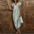 thumbnail image 1 of Womens Dresses Plus Size Womens Short Sleeve V Neck Homewear Pajamas Long Dress Nightgowns Sleepwear Gray Xxl A14433, 1 of 1