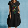 thumbnail image 1 of Womens Dresses under $20 Women'S Dress Fashion Women Casual Round Neck Print Plus Size Pocket Dress Black Xxl A20893, 1 of 4