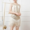 thumbnail image 1 of Womens Dresses Dgankt Flapper Dresses for Women,Lace Round Neck Great Dresses Fringed Roaring 20s Dresses, 1 of 3