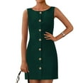 thumbnail image 1 of Womens Dresses, Elegant Casual Wrap Sleeveless Round Neck Button Down Summer Wedding Guest Cocktail Party Dress 2025 Ruched Midi Length Boho Formal Church Easter Outfit Midi (L, Dark Green) ZMTing, 1 of 3