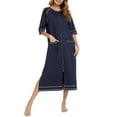 thumbnail image 1 of Womens Dresses Rubehoow House Coat Women's Zipper Front Robes Half Sleeve Bathrobe Full Length Soft Cotton Duster Coat With Pockets Dress For Women, 1 of 5