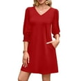 thumbnail image 1 of Womens Dresses Sevevn Women's Summer Dresses 3/4 Puff Sleeve Casual Sundress Dress with Pockets Beach Vacation 2025 Fashion, 1 of 6