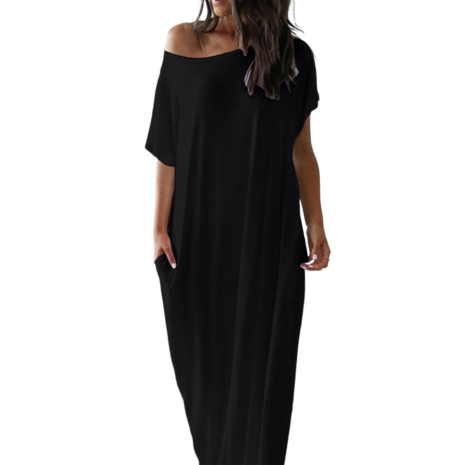 oversized t shirt dress off the shoulder bawilom Off Shoulder Dresses for Women Casual Loose Fit Long Sleeve Tee Shirt Dress Soft Comfy Lounge Dress Beach Sundress Blue at Amazon Women's Clothing store