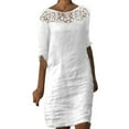thumbnail image 1 of Womens Dresses Summer 2023 Summer Middle Sleeve Lace Neck Casual Mini Boho Beach Loose Elegant Midi Sundress Boho Dress, 1 of 6