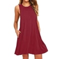 thumbnail image 1 of Womens Dresses Summer Sleeveless Beach Solid Color Backless Camisole Beach Mini Sun Casual Dress Wine M, 1 of 4
