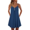 thumbnail image 1 of Womens Dresses Summer Sleeveless Spaghetti Strap Double Breasted Plain Shift Casual Dress Blue XXXL, 1 of 6