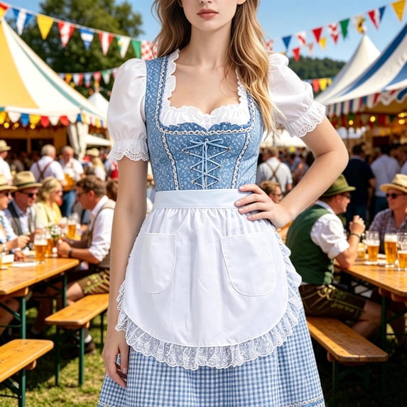 Womens Dresses Summer Solid Color Mini Apron Skirt Lace Trim Dual Pocket Tie Waist Stylish Daily Decor Bottom