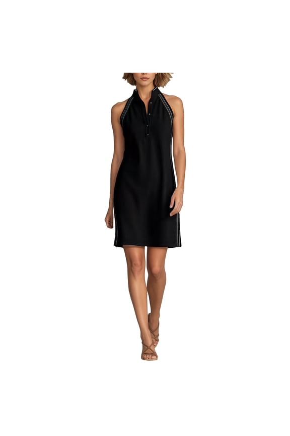 Womens Dresses Summer Women's Effortless Sleeveless Button Front Casual Midi Dress V Neck Sleeveless Mini Relaxed Fit Everyday Ensemble Solid Black L