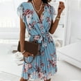thumbnail image 1 of Womens Dresses Summer Women's Ruffle Short-sleeved V-neck Digital Print Dress, 1 of 6
