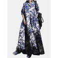 thumbnail image 1 of ZANZEA Womens Dresses Turn-down Collar Long Sleeve Floral Print Long Maxi Dress, 1 of 4