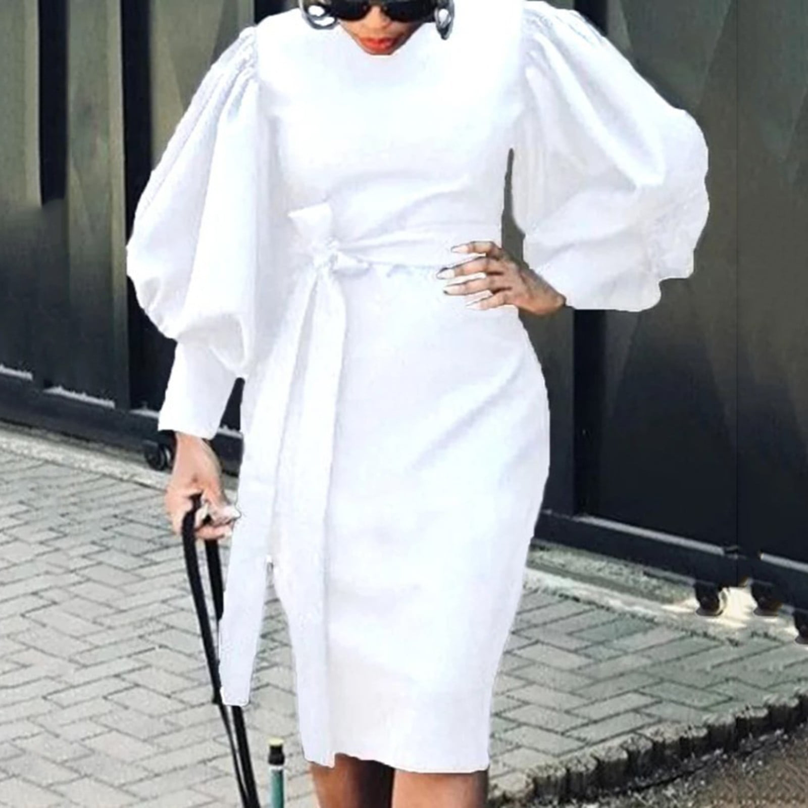 white dress with sleeves