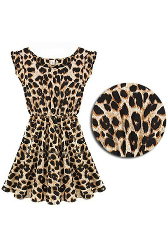 Womens Dresses Women Leopard Casual Short Sleeve Stretch Dress Sexy Style Slim Dress Brown qILAKOG Size M