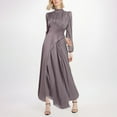 thumbnail image 1 of Womens Dresses Women's Fall And Winter Round Neck Color Blocked Loose Elegant Long Sleeved Slim Waistband Retro Maxi Dress for Women Purple S-2XL, 1 of 4