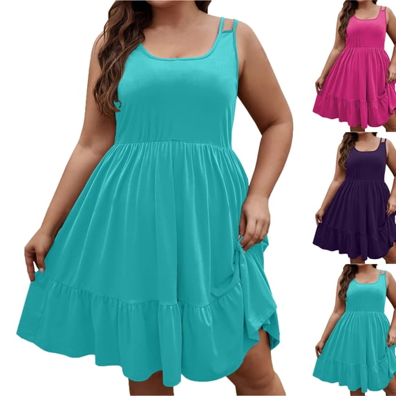 Womens Dresses Women's Plus Size Summer Dresses Boho Short Sundress Holiday Flowy Dresses for Women