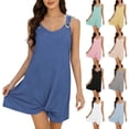 thumbnail image 1 of Womens Dresses Women's Summer Sleeveless V Neck Beach Dress Casual Loose Knotted Hem Tank Dress With Metal Ring Straps Mint Green S, 1 of 9