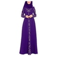 thumbnail image 1 of Womens Dresses for Wedding Guest Short Sleeve Dress Kaftan Arab Jilbab Abaya Lace Stitching Maxi Dress, 1 of 7