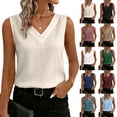 thumbnail image 1 of Womens Dressy Business Tank Tops V Neck Casual Cami Sleeveless Camisole Blouses Summer Basic Tank Shirt Beige L, 1 of 6